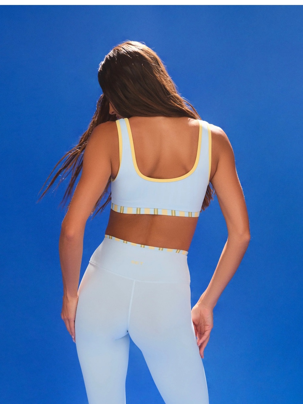 Light Blue & Yellow Striped Sports Bra by - Picture 3 of 6